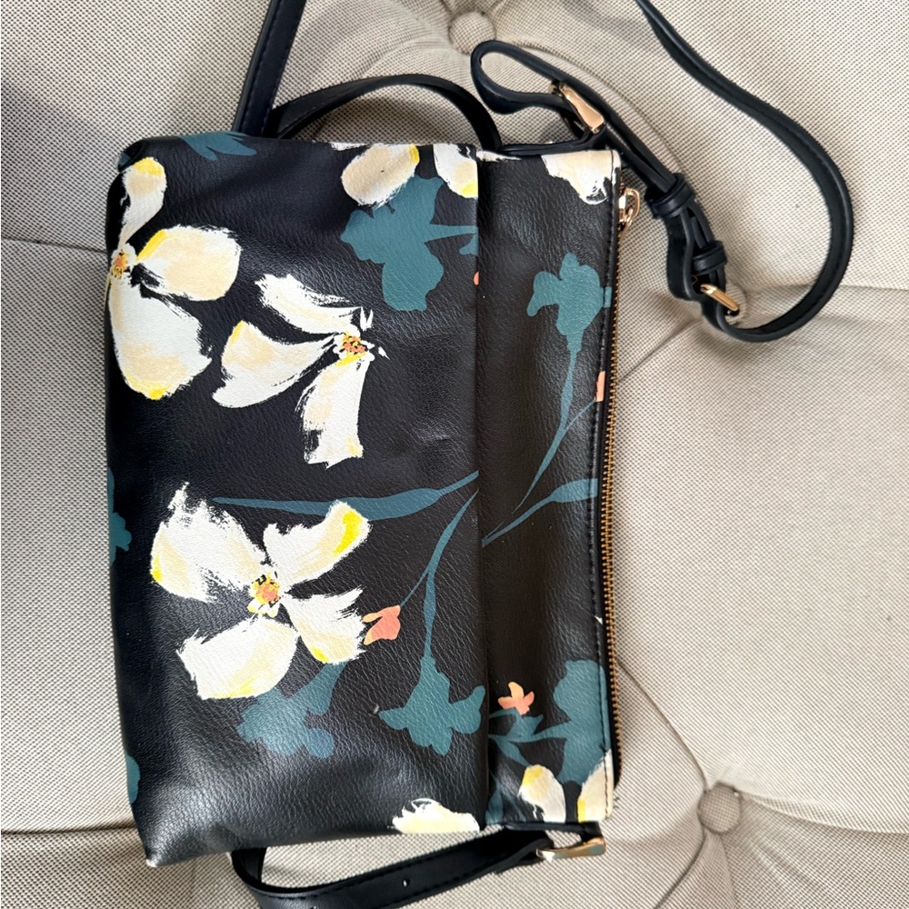 a new day Black Floral Crossbody Bag